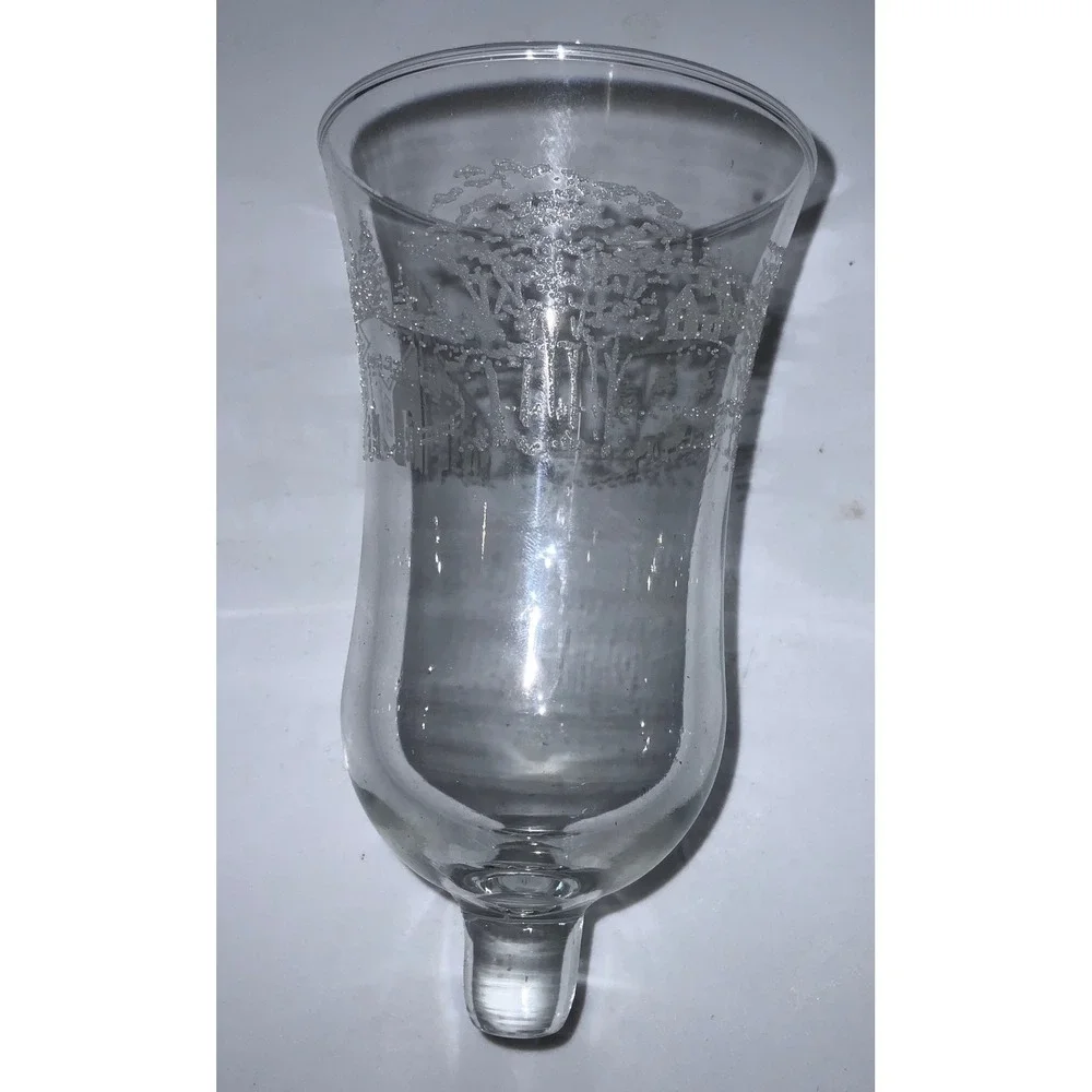 Vintage Homco Etched Clear Glass Church Landscape 5.5" tall - Picture 3 of 3
